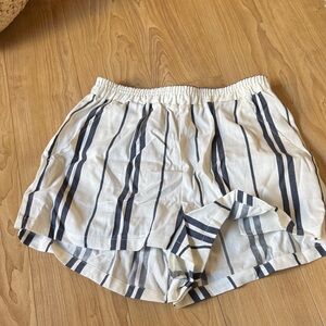 White and blue striped shorts
